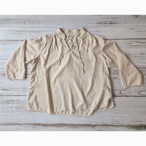 Old Navy Cream with Gold Stripe Peasant Top sz XL